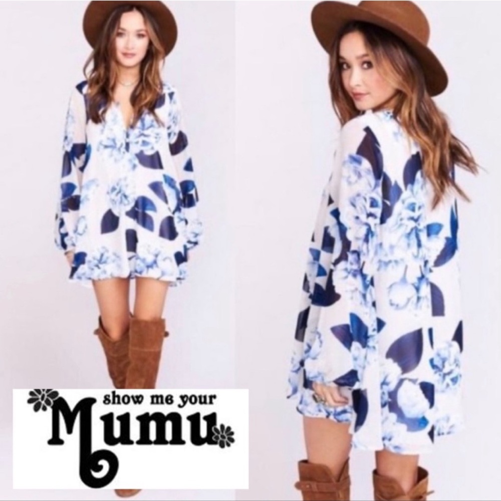 Show Me Your Mumu Blue Jamie Floral Tunic small